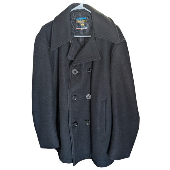 Vtg Spiewak Black Peacoat Mens 46 Wool Naval Double Breasted Golden Fleece Coat - Picture 12 of 12